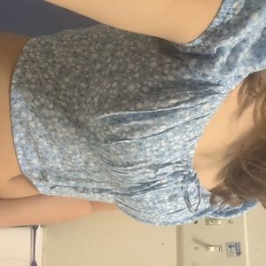 Blue Floral Hollister Crop Top